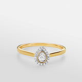 I Will® Round Brilliant Cut Diamond Pear Shape Halo Promise Ring in 9ct Yellow & White Gold