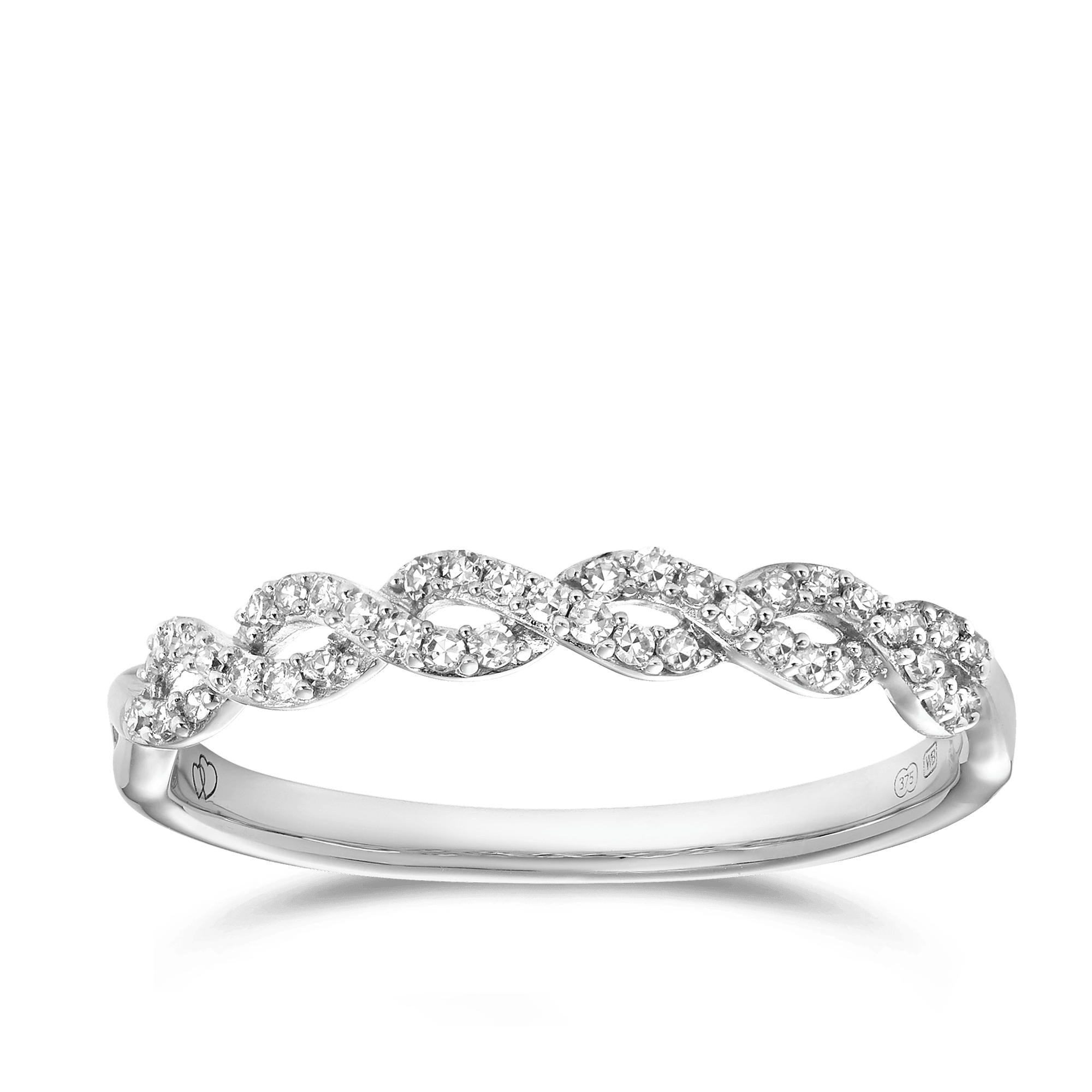 I Will® Round Brilliant Cut Diamond Twist Promise Ring in 9ct White Gold