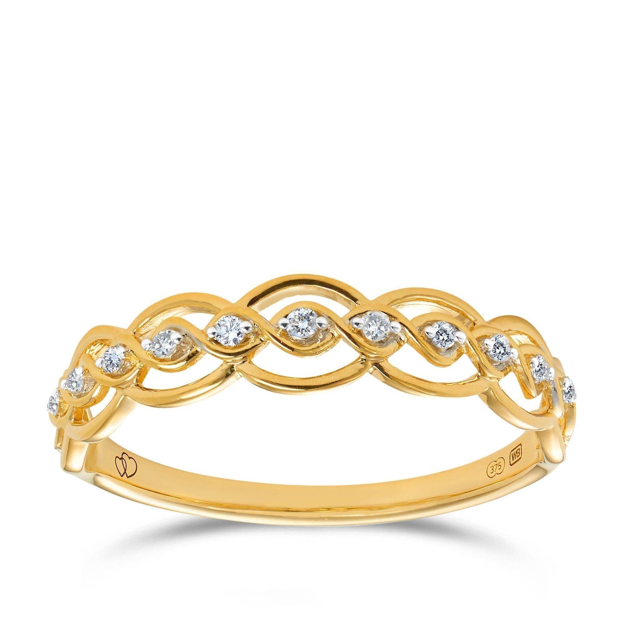 I Will® Round Brilliant Cut Diamond Twist Promise Ring in 9ct Yellow Gold