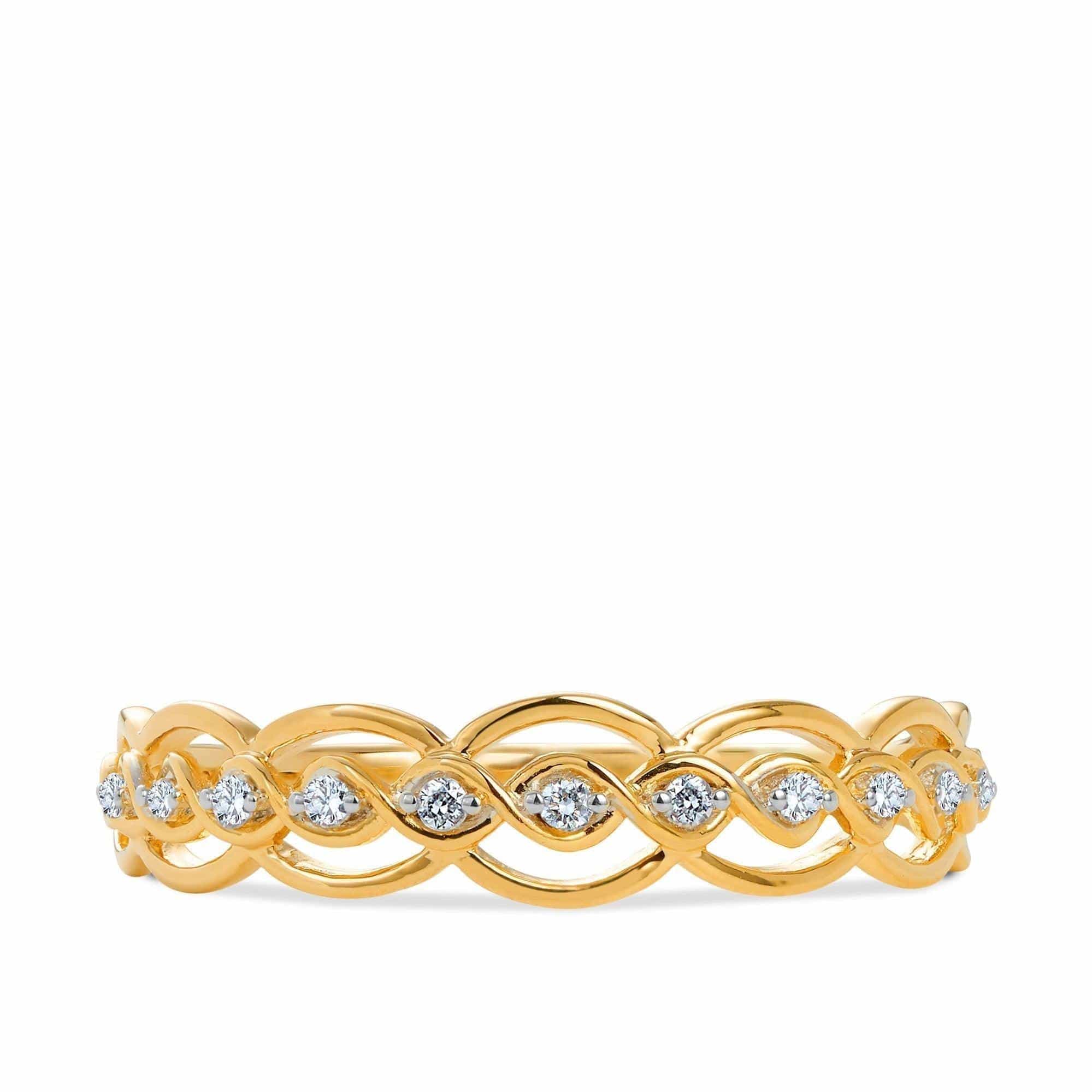 I Will® Round Brilliant Cut Diamond Twist Promise Ring in 9ct Yellow Gold