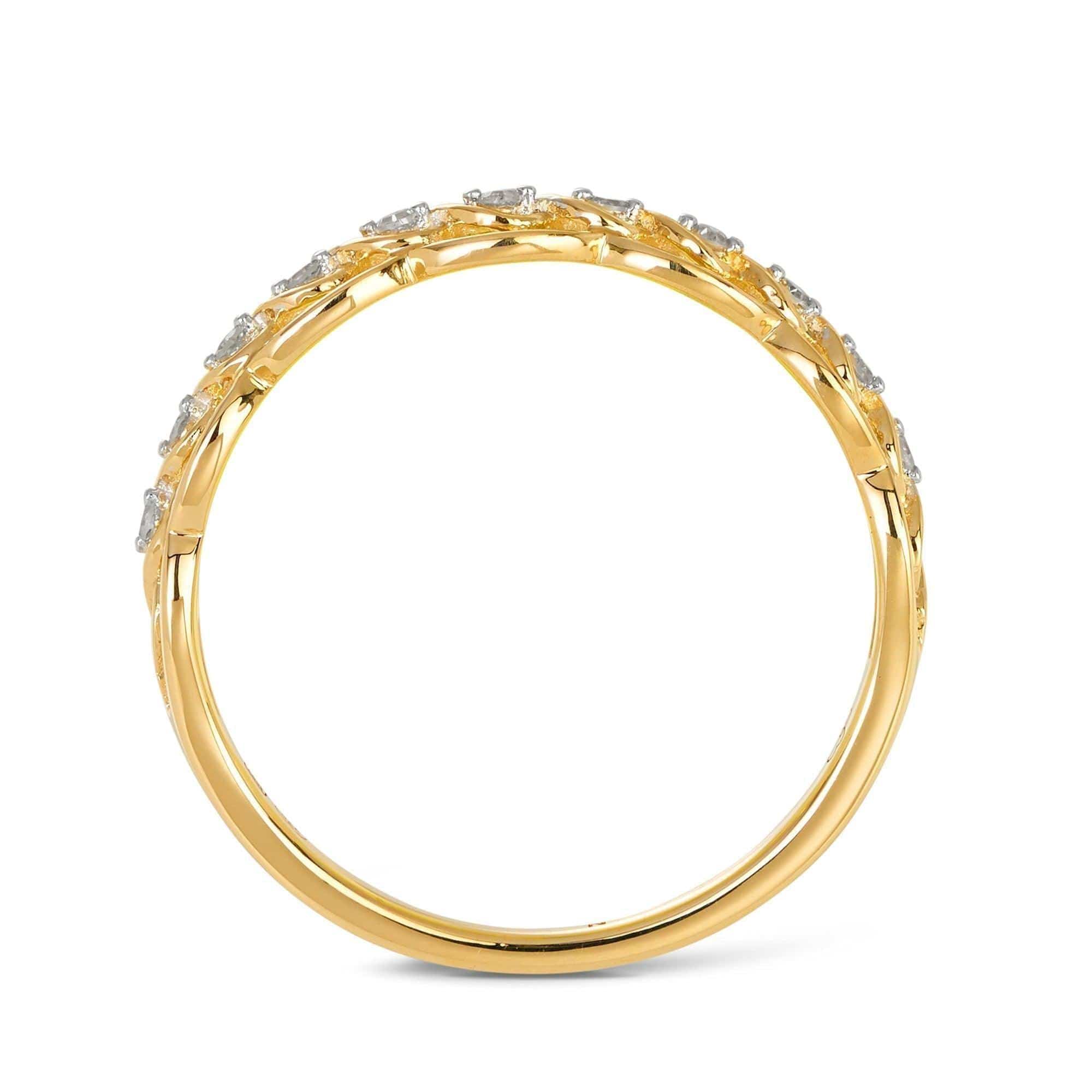 I Will® Round Brilliant Cut Diamond Twist Promise Ring in 9ct Yellow Gold
