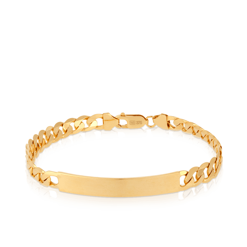 Identification Curb Link Men's Bracelet in 9ct Yellow Gold