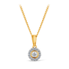 Illusion & Claw Set Diamond Halo Pendant in 9ct Yellow Gold