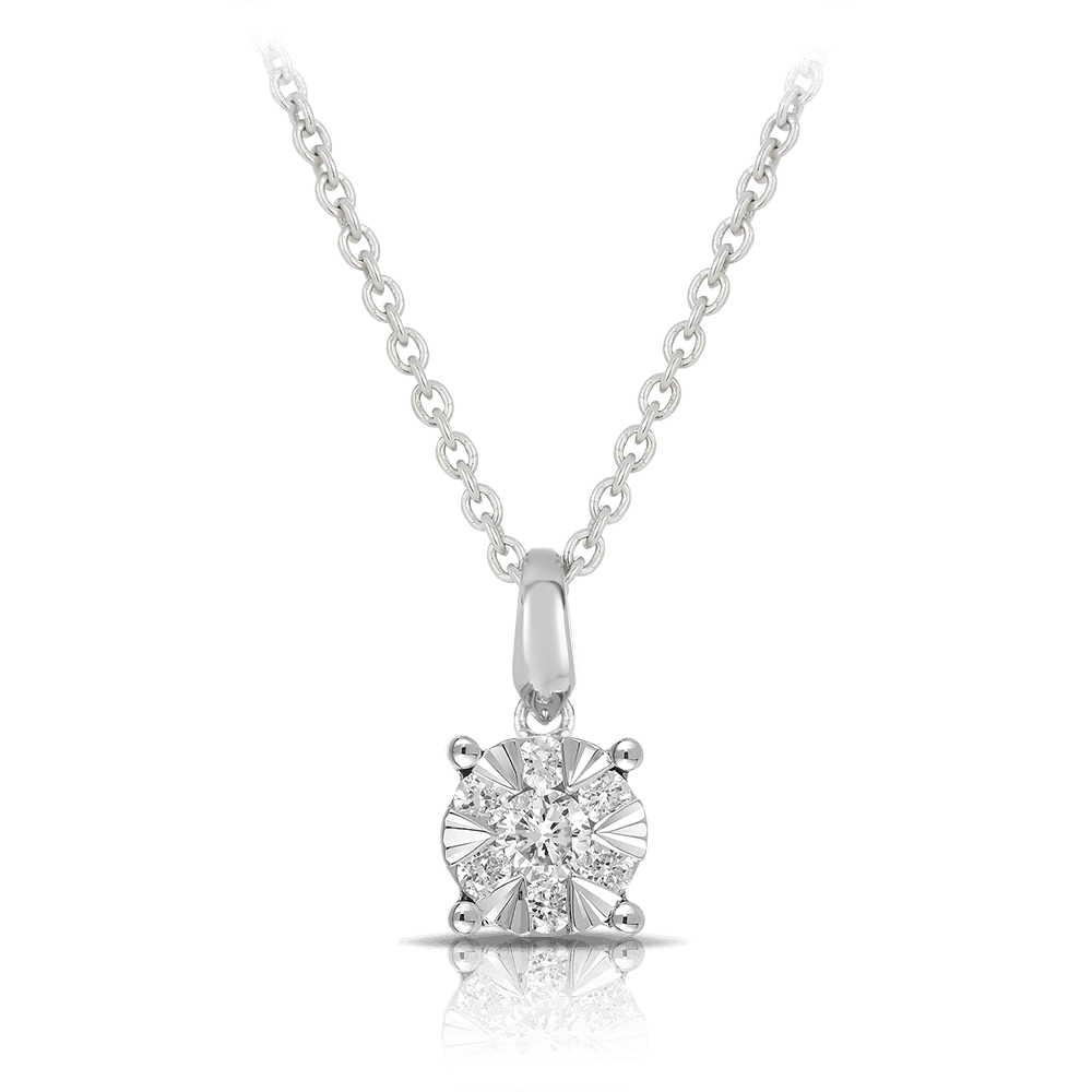 Illusion Set Diamond Cluster Pendant in 9ct White Gold - Wallace Bishop