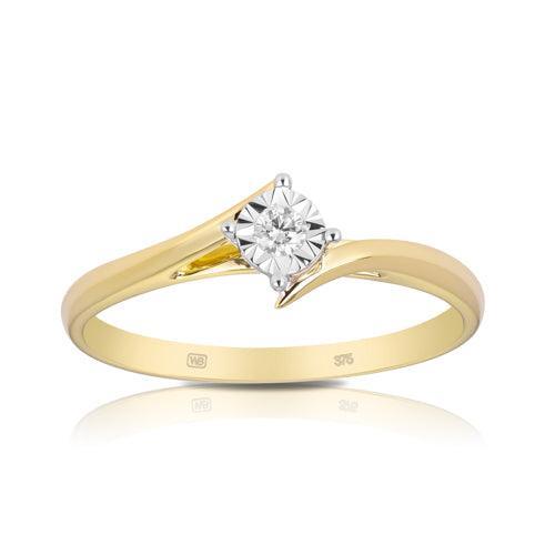 Illusion Set Diamond Ring in 9ct Yellow Gold TDW 0.05ct