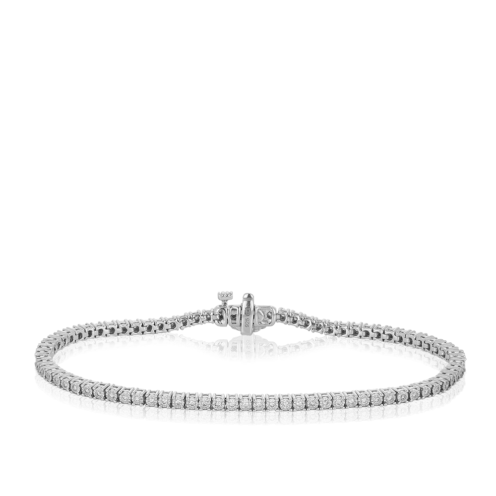 0.50ct TW Illusion Set Diamond Tennis Bracelet in Sterling Silver