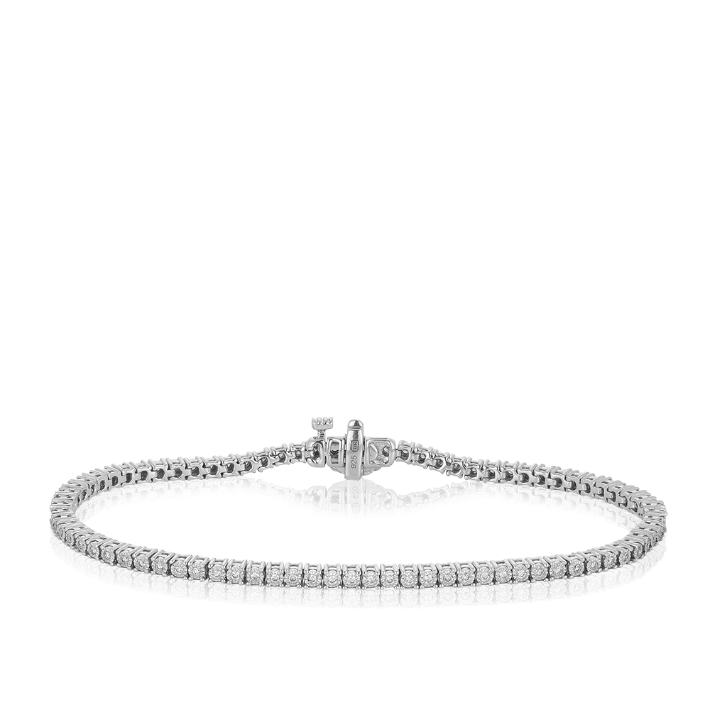 Illusion Set Diamond Tennis Bracelet in Sterling Silver - Wallace Bishop