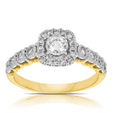 Illusion Set Halo Diamond Engagement Ring in 9ct Yellow and White Gold - Wallace Bishop
