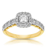 Illusion Set Halo Diamond Engagement Ring in 9ct Yellow and White Gold - Wallace Bishop