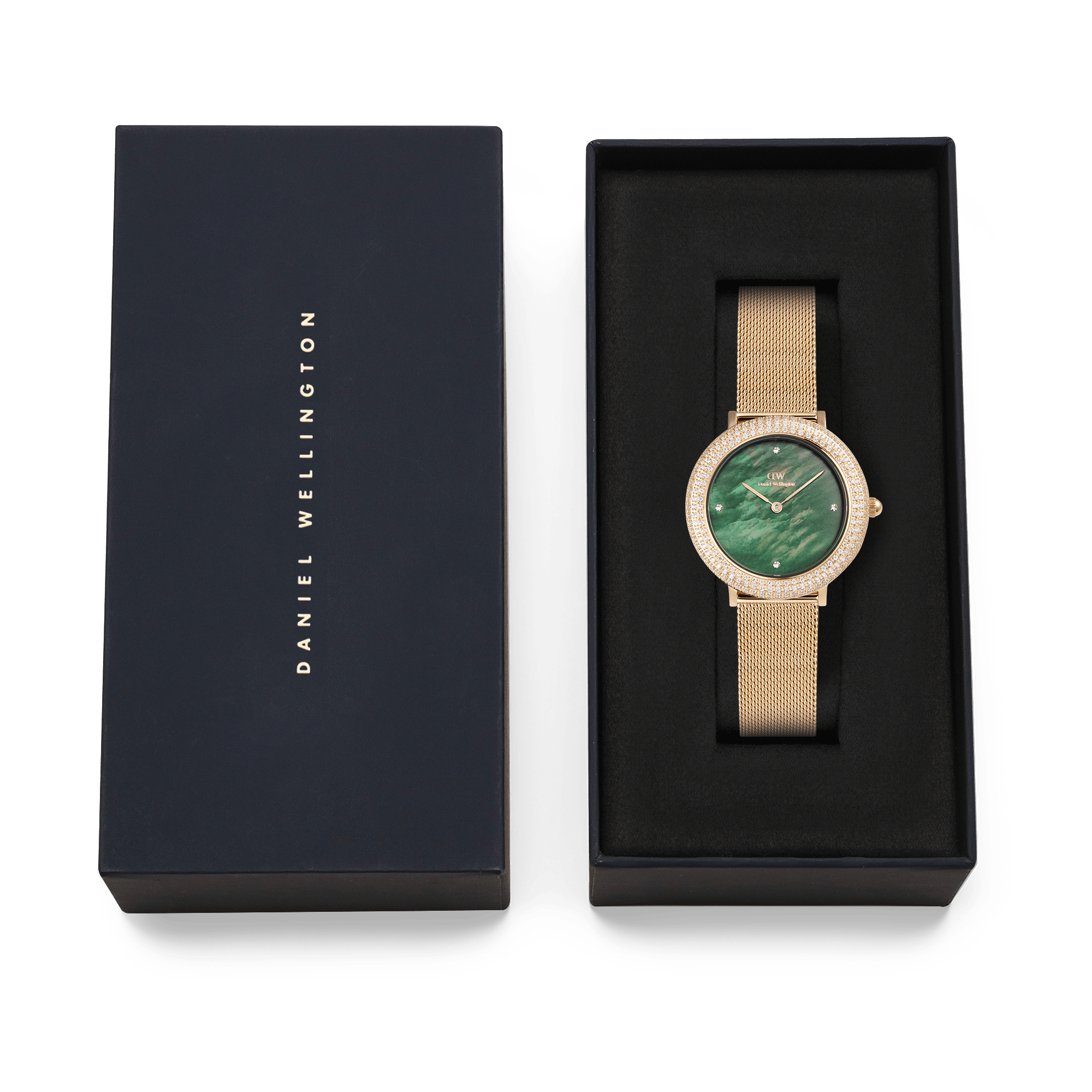 Daniel Wellington Crystalline Bezel Evergold Green Watch