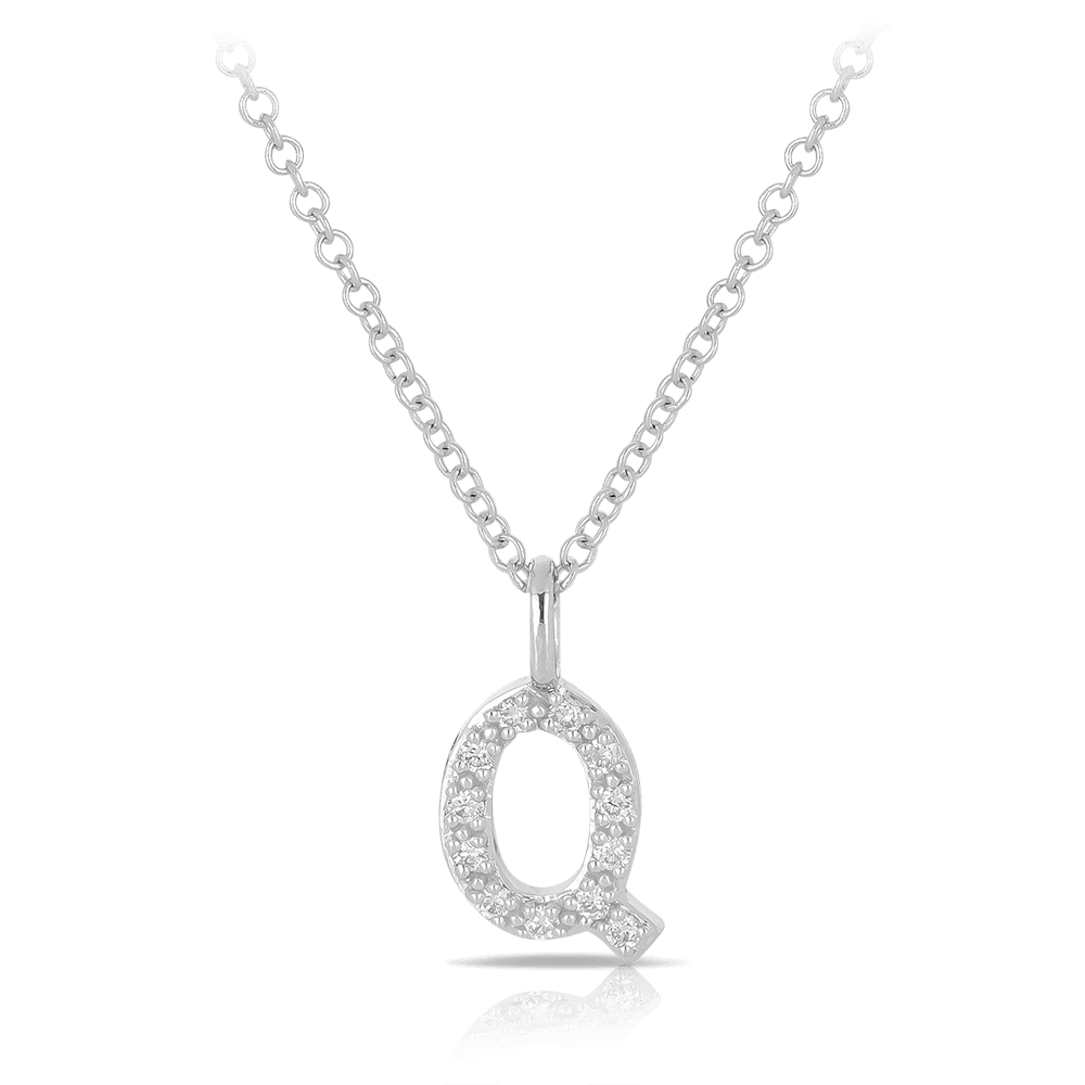 Initial Diamond Pendant in 9ct White Gold - Wallace Bishop