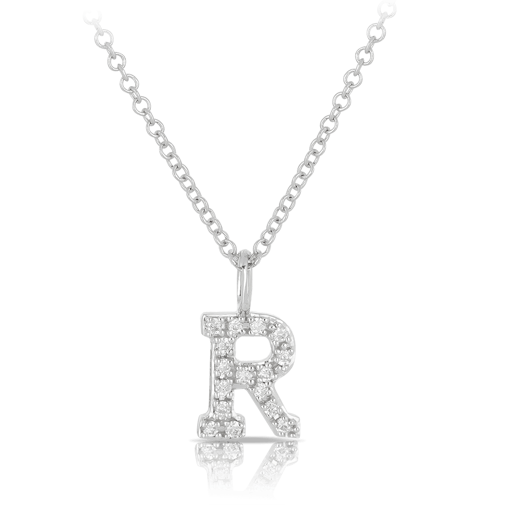 Initial Diamond Pendant in 9ct White Gold - Wallace Bishop