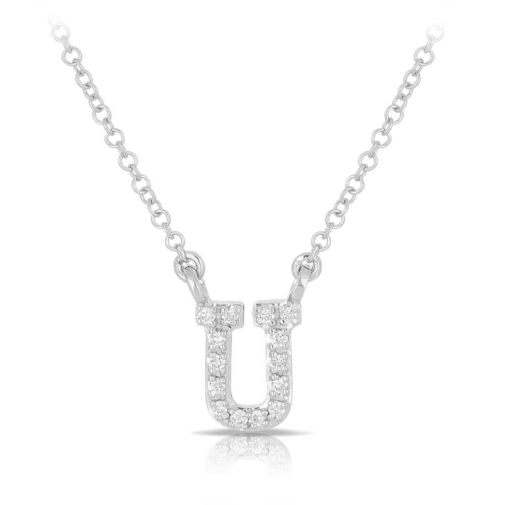 Initial Diamond Pendant in 9ct White Gold - Wallace Bishop