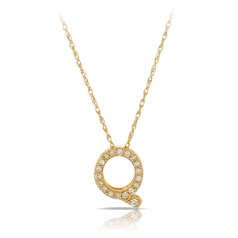 Initial Diamond Pendant in 9ct Yellow Gold