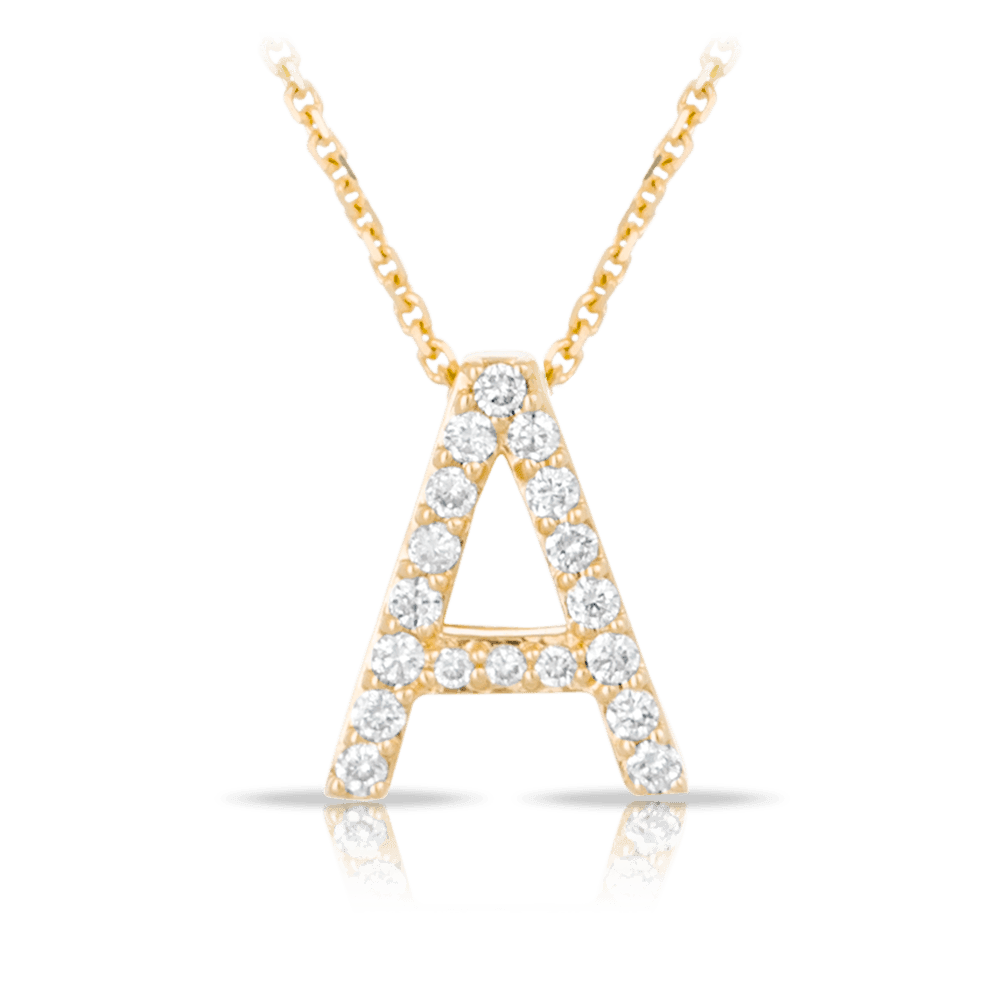 Initial Diamond Pendant set in 9ct Yellow Gold - Wallace Bishop