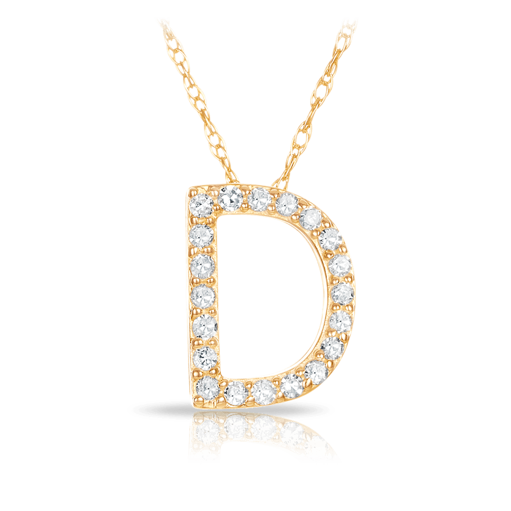 Initial Diamond Pendant set in 9ct Yellow Gold - Wallace Bishop