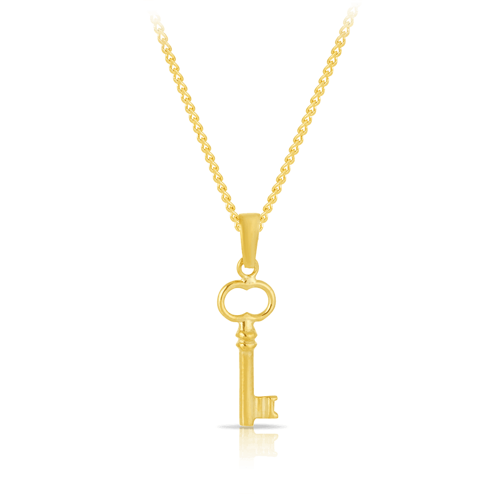 Key Pendant Necklace in 9ct Yellow Gold