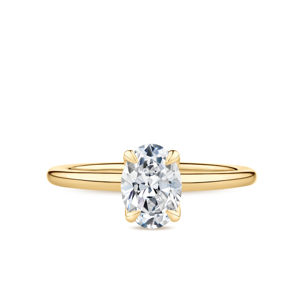 Yellow gold oval online solitaire engagement ring