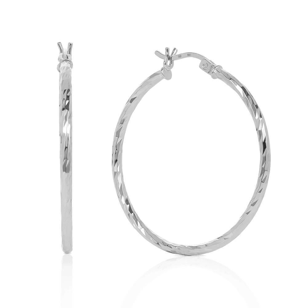 Large Twist Hoops in Sterling Silver