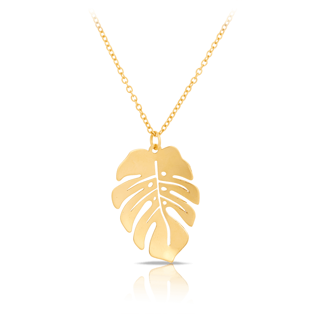 Gold leaf pendant necklace deals