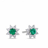 Created Emerald & 0.30ct TDW Lab-Grown Diamond Halo Pendant and Earrings Set in Sterling Silver