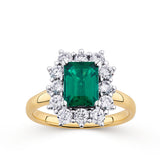 Lab-Grown Emerald & 0.90ct TDW Lab-Grown Diamond Ring in 9ct Yellow Gold