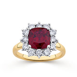 Lab-Grown Ruby & 0.90ct TDW Lab-Grown Diamond Ring in 9ct Yellow Gold