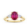 Lab-Grown Ruby & 0.30ct TDW Lab-Grown Diamond Trilogy Ring in 9ct Yellow Gold