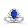 Lab-Grown Sapphire & 0.75ct TDW Lab-Grown Diamond Ring in 9ct White Gold