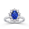 Lab-Grown Sapphire & 0.75ct TDW Lab-Grown Diamond Ring in 9ct White Gold
