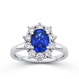 Lab-Grown Sapphire & 0.75ct TDW Lab-Grown Diamond Ring in 9ct White Gold