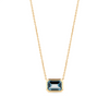 London Blue Topaz Emerald Cut Necklace in 9ct Yellow Gold
