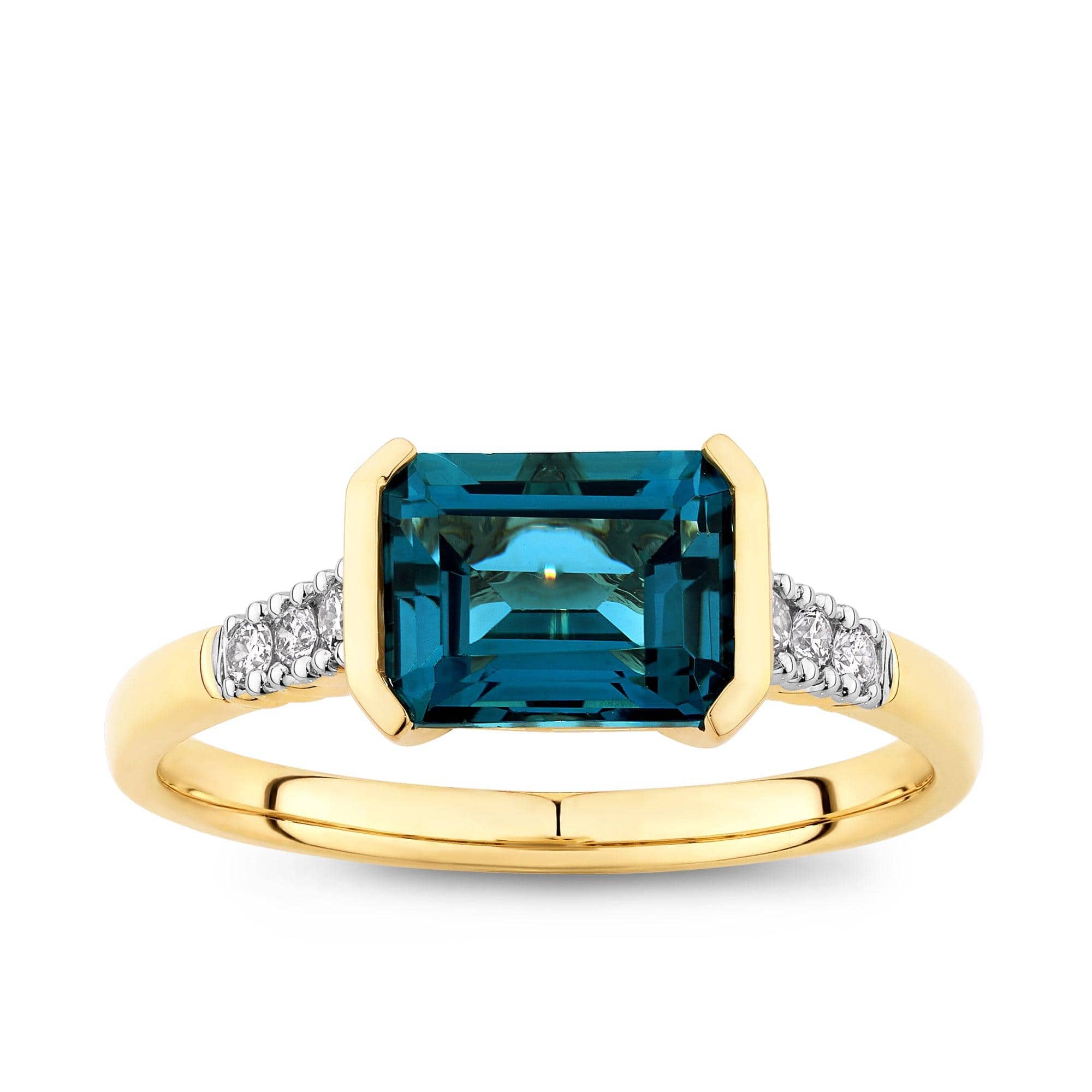 London Blue Topaz Ring in 9ct Yellow Gold