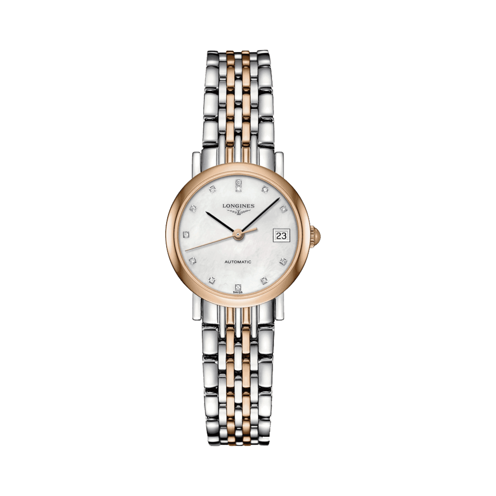 Longines Elegant Women's 25.50mm Stainless Steel & Rose IP Automatic Watch L4.309.5.87.7 - Wallace Bishop