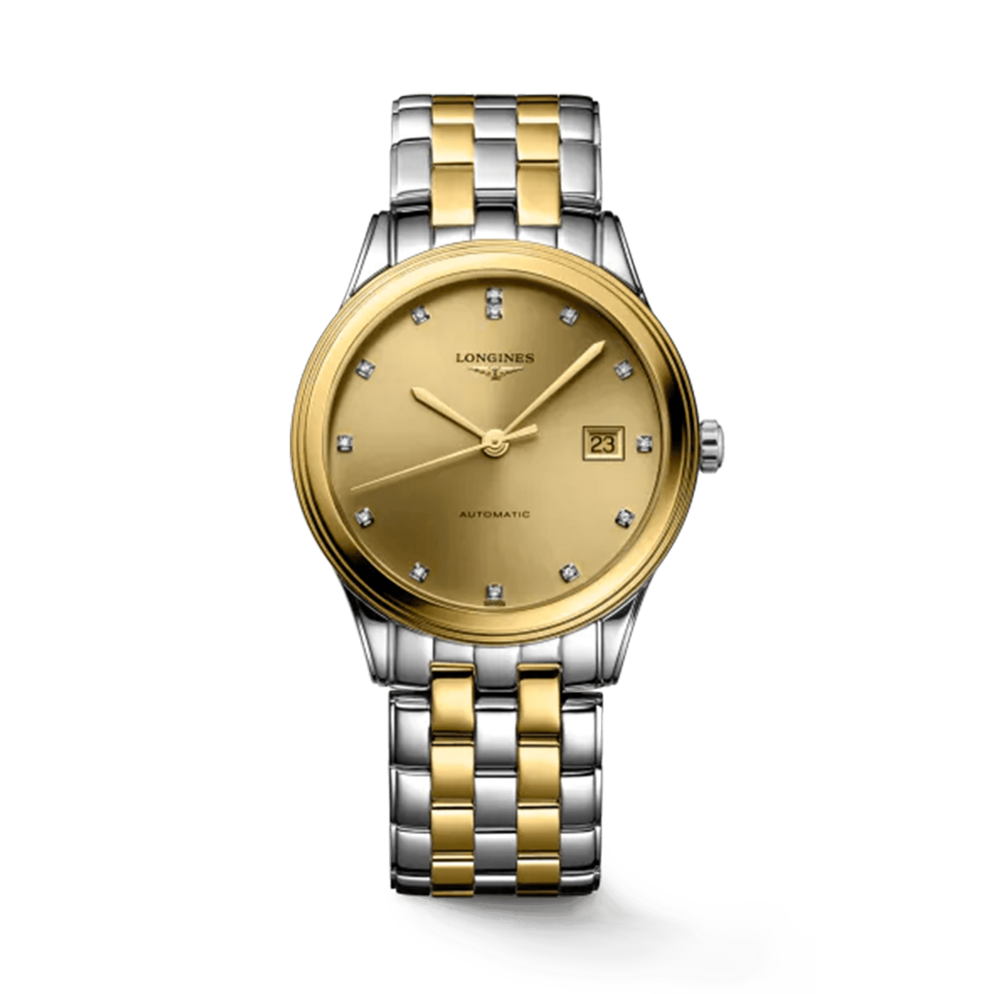 Longines Flagship Men's 38.5mm Stainless Steel & Yellow Plated Two-Tone Automatic Watch L4.974.3.37.7 - Wallace Bishop