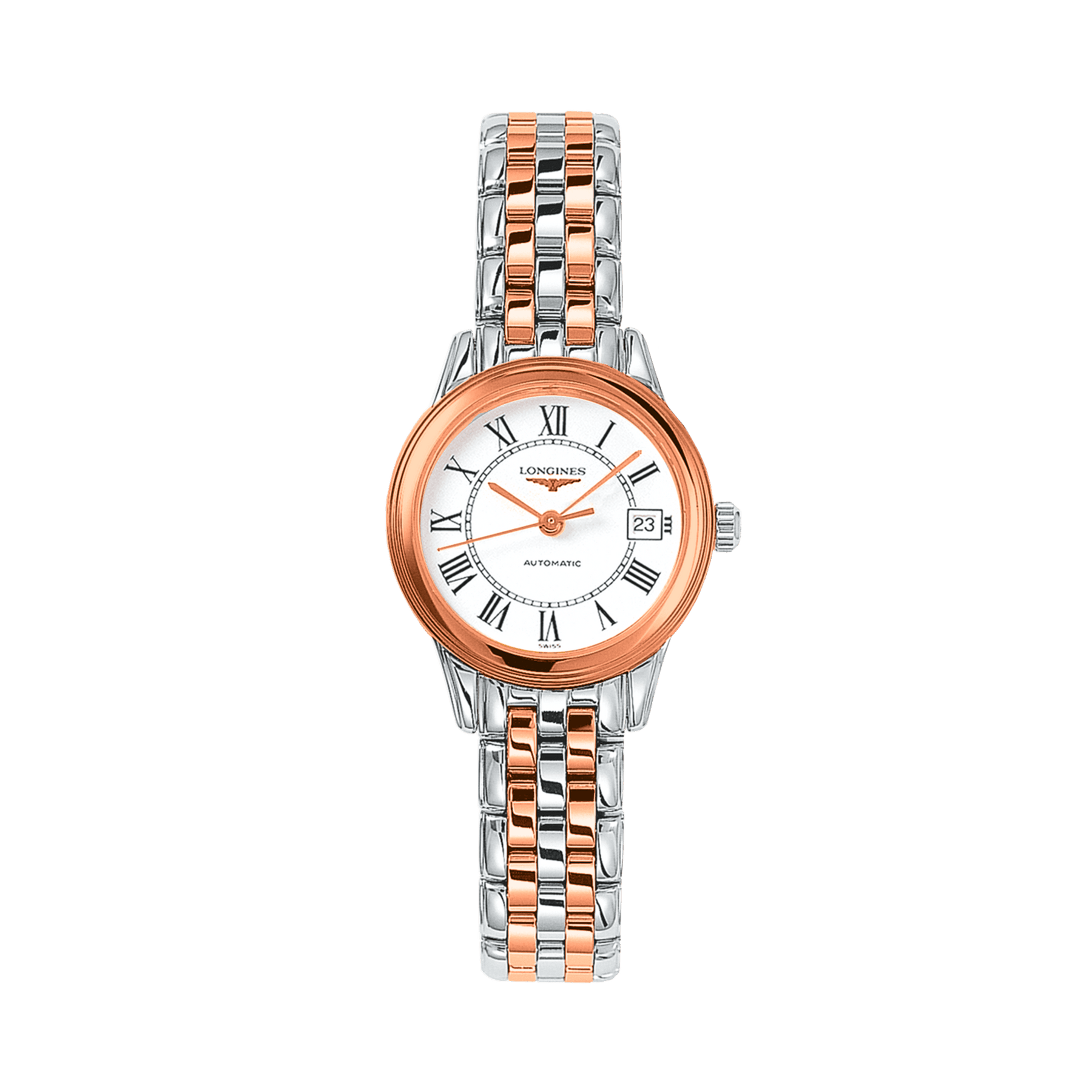 Longines Flagship Women's 26mm Stainless Steel & Rose Two-Tone Automatic Watch L4.274.3.91.7 - Wallace Bishop