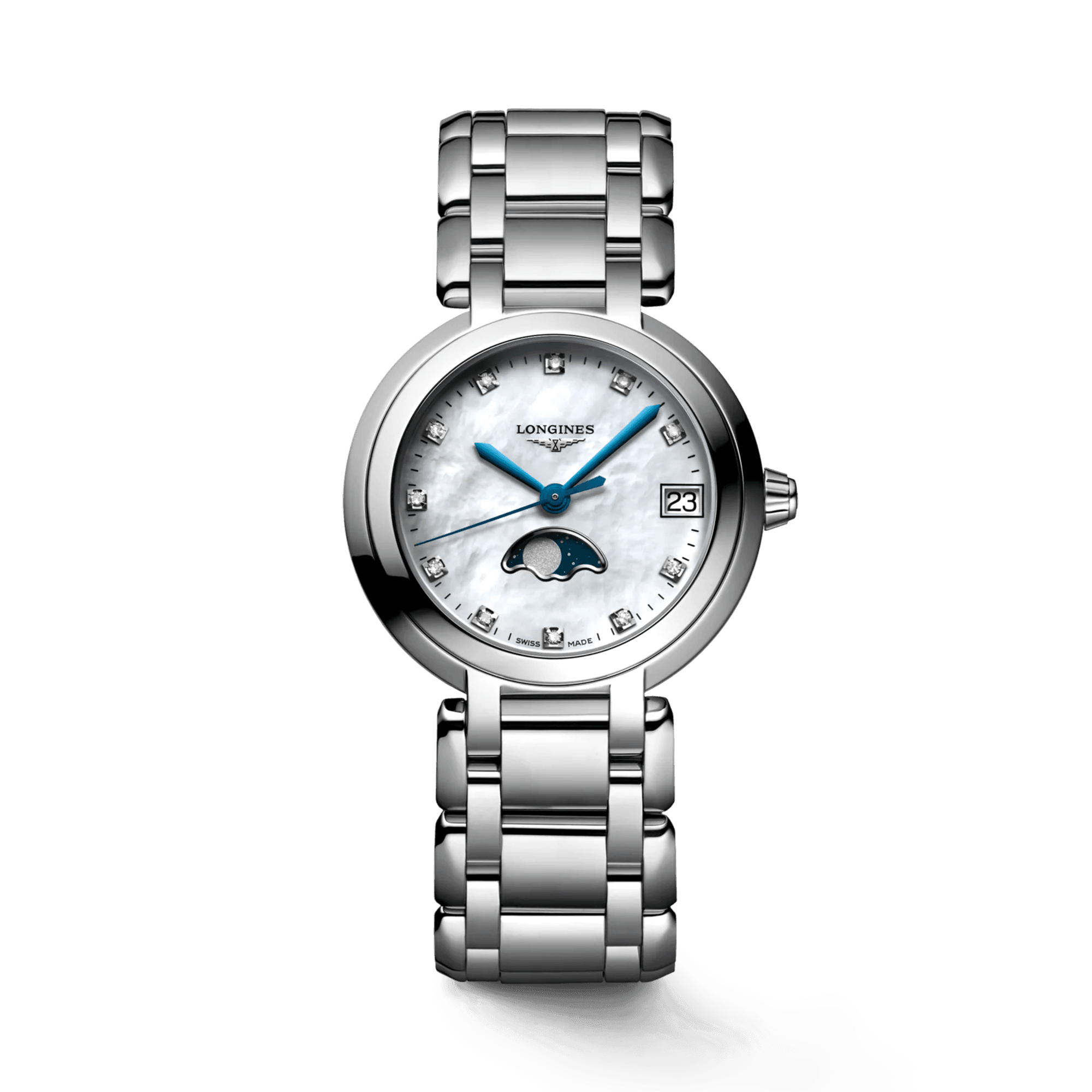 Longines PrimaLuna Women's 30.5mm Stainless Steel Quartz Moonphase Watch L8.115.4.87.6