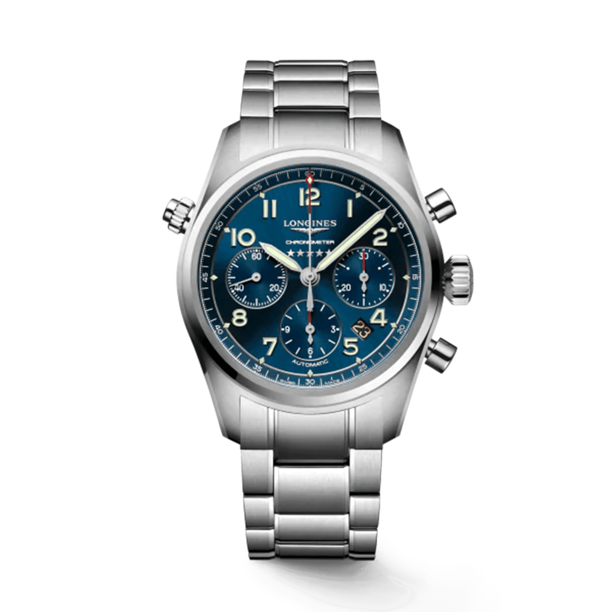 Longines Spirit Men's 42mm Stainless Steel Automatic Chronometer Chronograph Watch L3.820.4.93.6 - Wallace Bishop