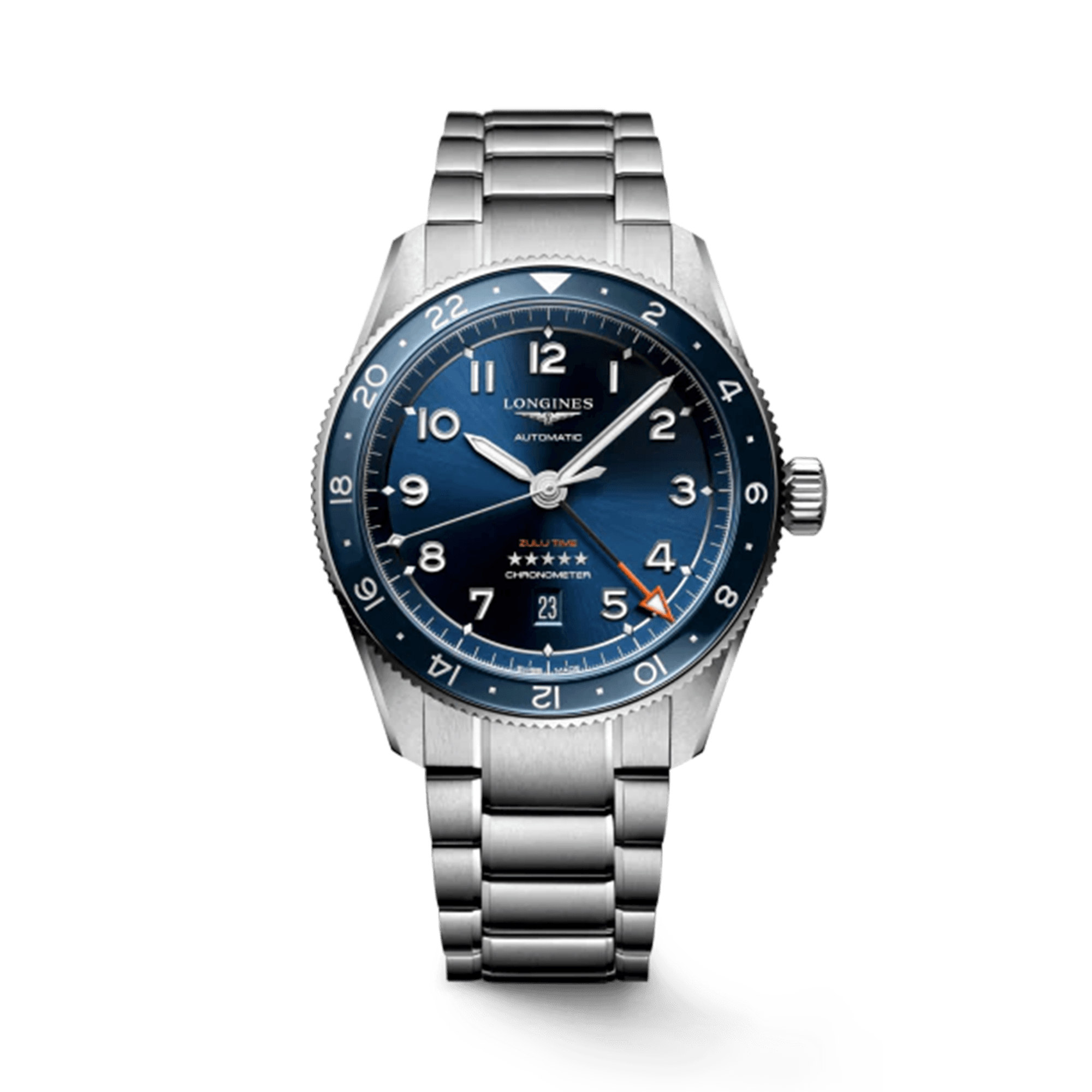 Longines Spirit Zulu Men's 42mm Stainless Steel Automatic GMT Watch L3.812.4.93.6