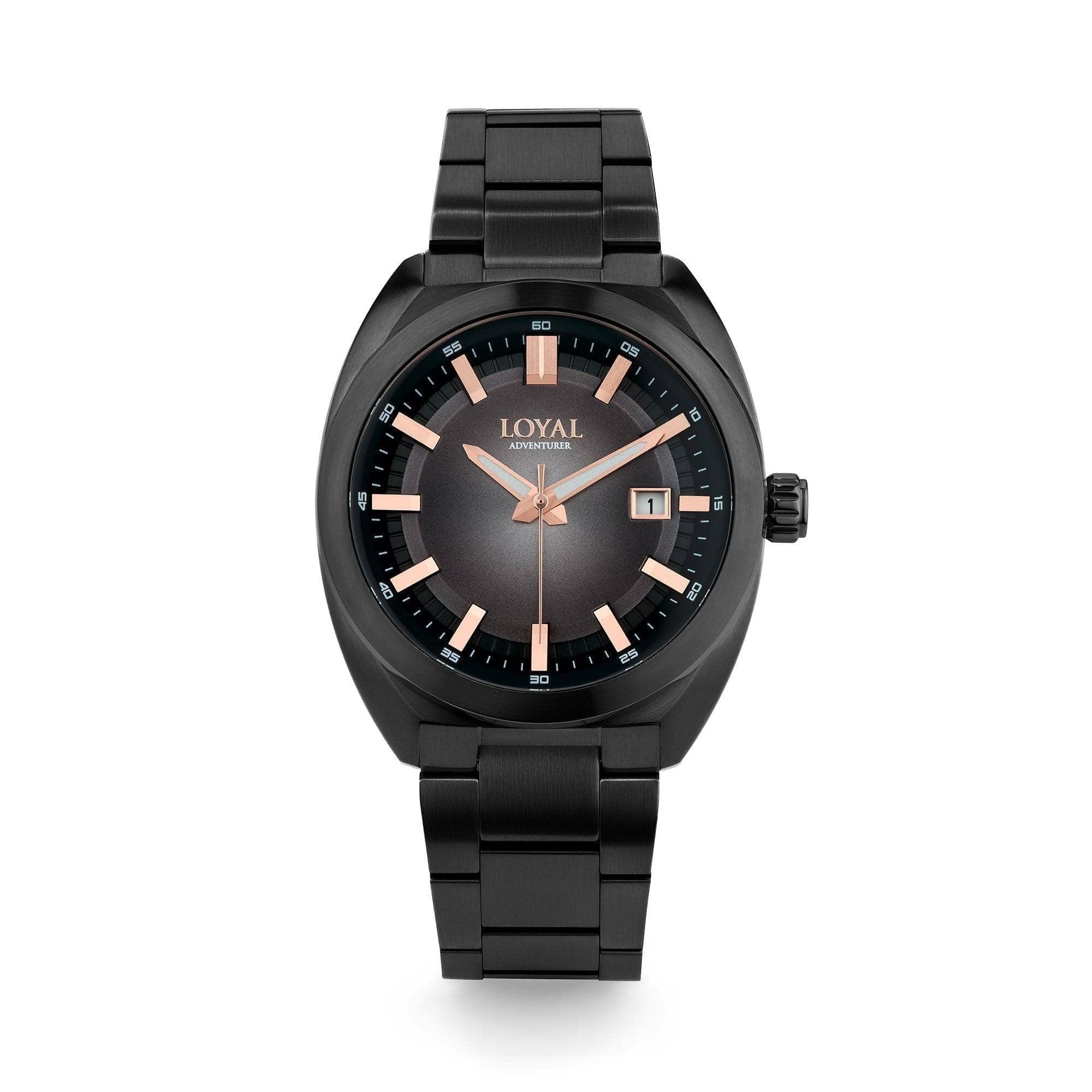 Loyal Adventurer Sport Men's 41.50mm Black and Steel Quartz Watch