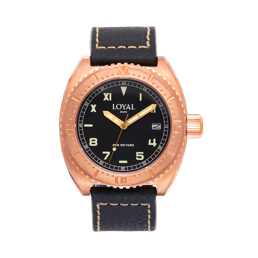 Loyal Men's Scuba Bronze Quartz Diver Watch Black Dial