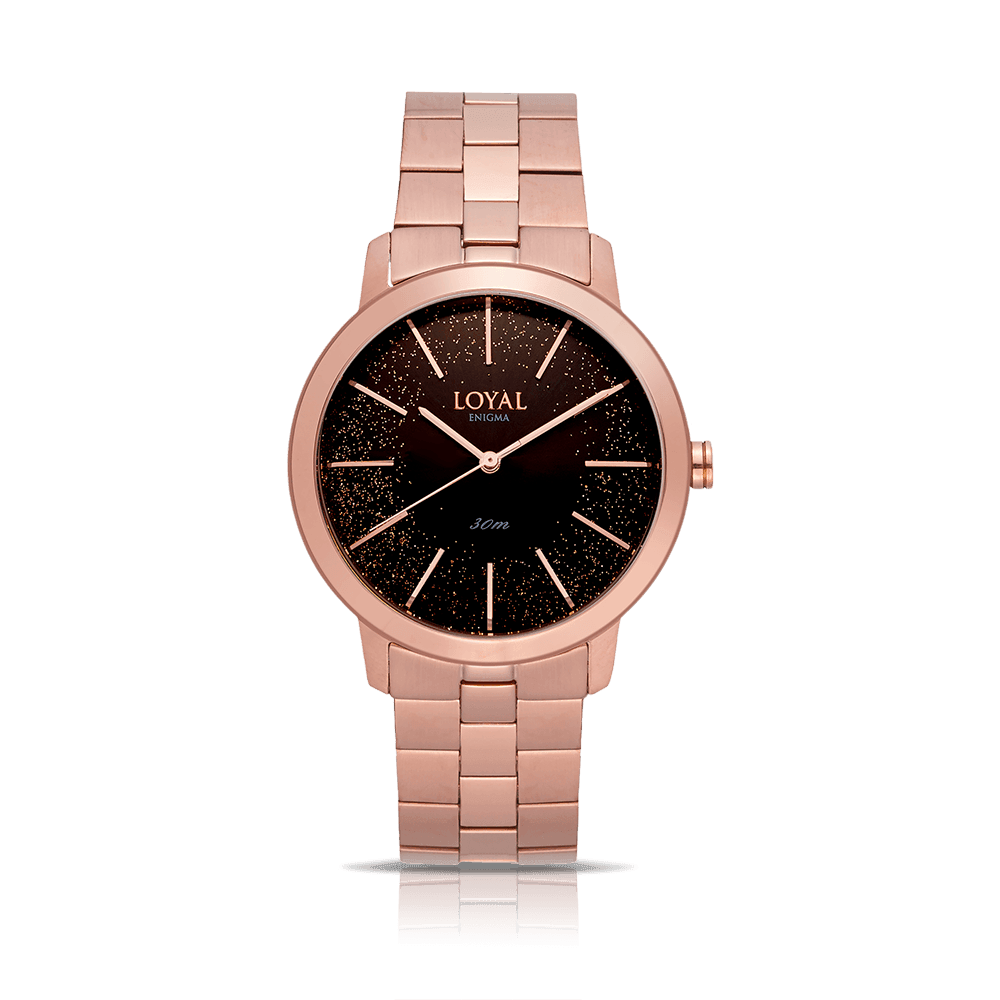 Loyal Women's Enigma Rose PVD Quartz Dress Watch Grey Dial