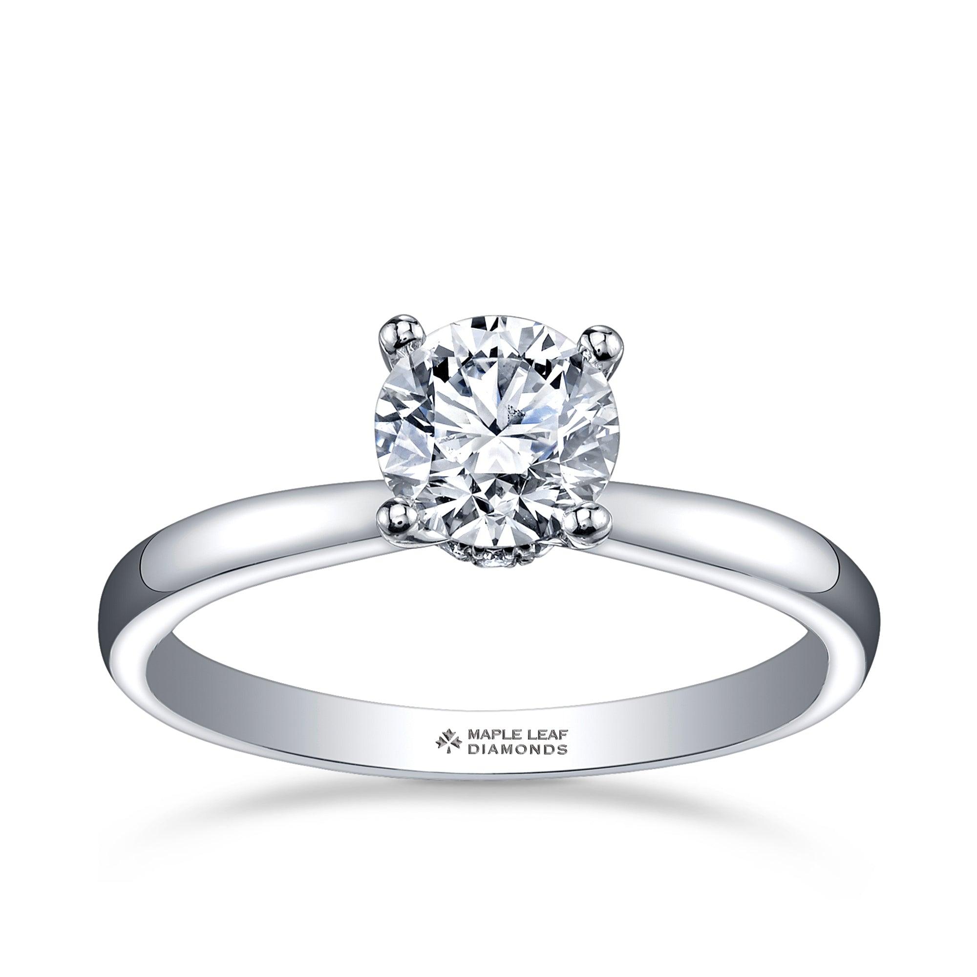 Maple Leaf Diamonds Circle of Love Round Brilliant Cut Solitaire Diamond Engagement Ring set in 18ct White Gold - Wallace Bishop