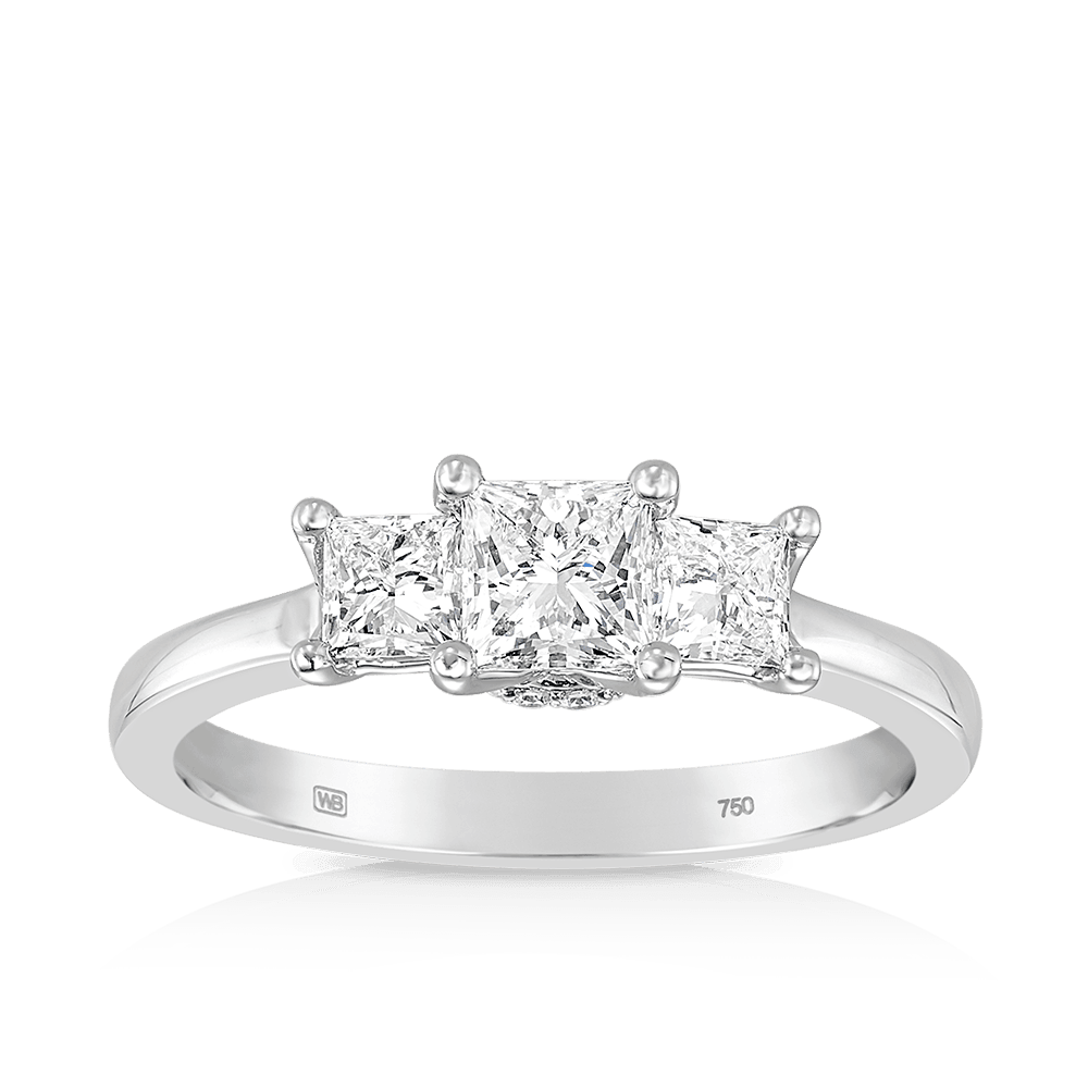 Maple Leaf Diamonds™ Circle of Love Princess Cut Diamond Trilogy Engagement Ring in 18ct White Gold - Wallace Bishop