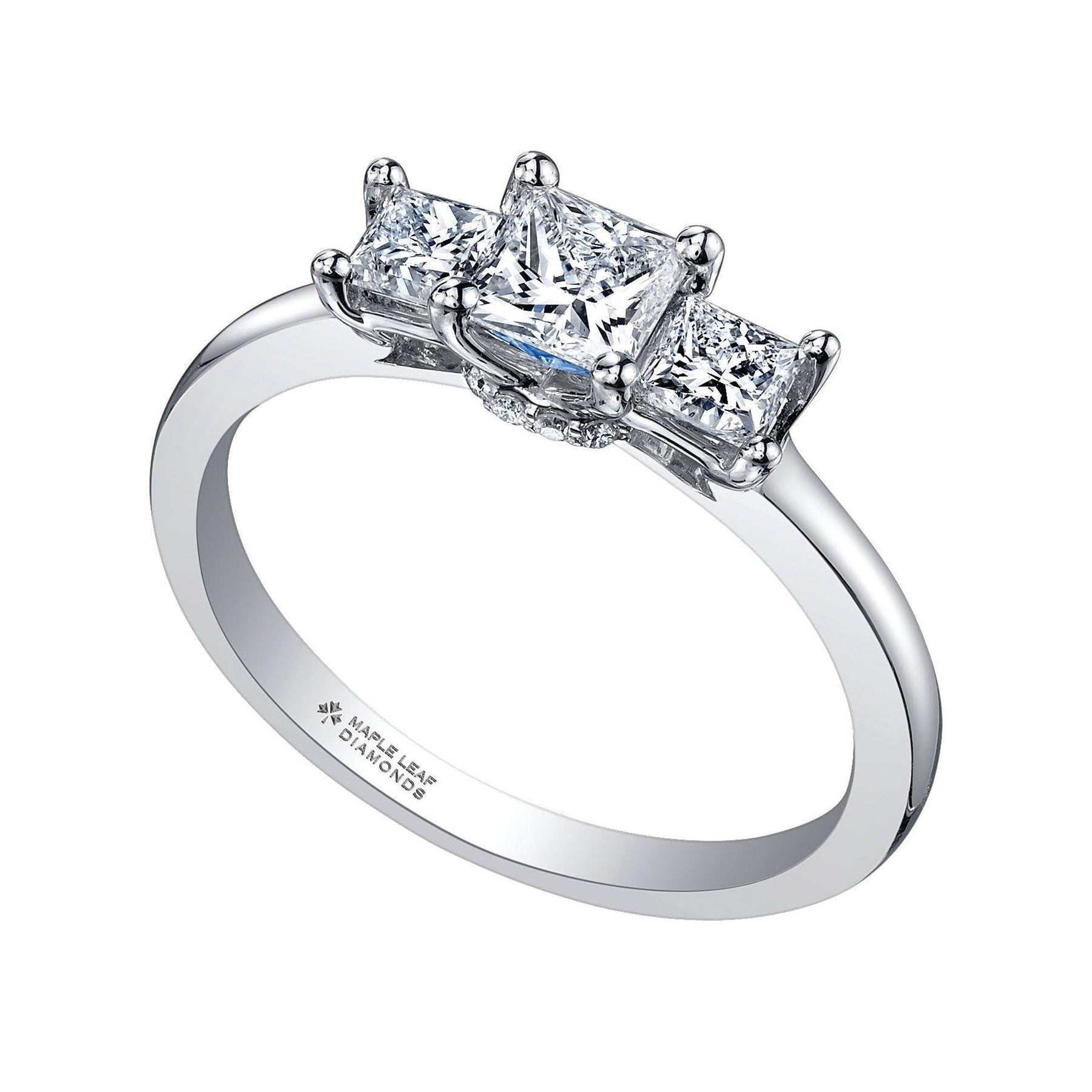 Maple Leaf Diamonds™ Circle of Love Princess Cut Diamond Trilogy Engagement Ring in 18ct White Gold - Wallace Bishop