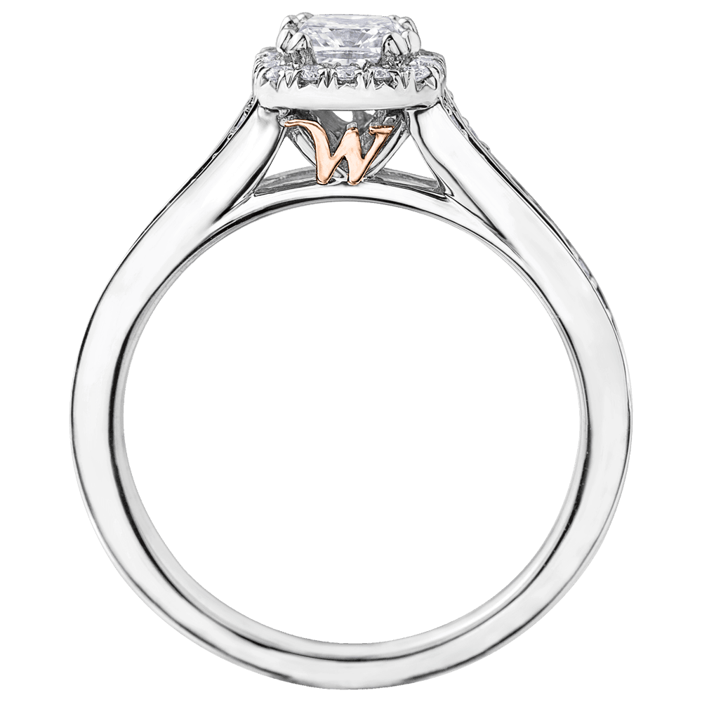 Maple Leaf Diamonds™ Love Letters Cushion Cut Diamond Halo Engagement Ring in 18ct White Gold - Wallace Bishop