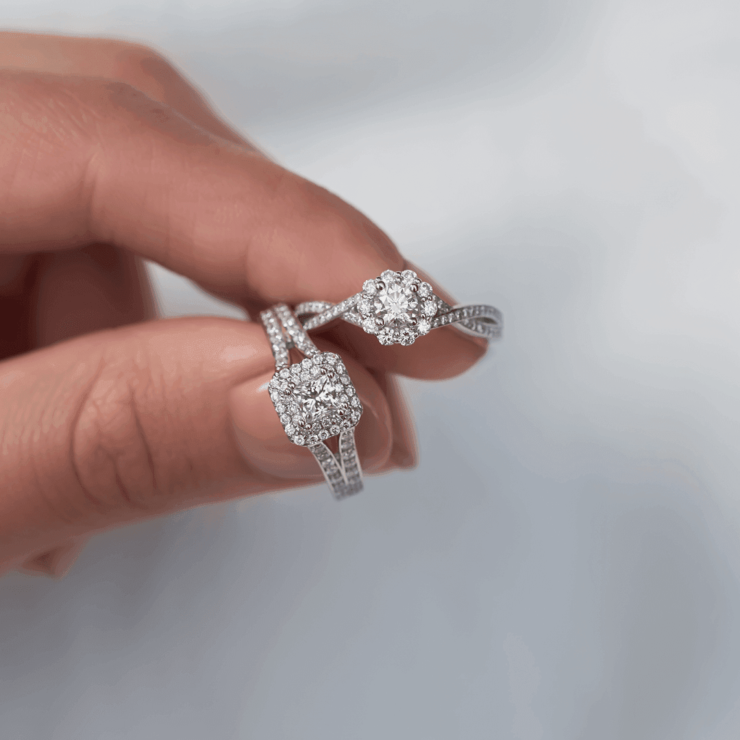 0.80ct TW Maple Leaf Diamonds™ Cushion Cut Diamond Halo Engagement Ring in 18ct White Gold