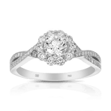 Maple Leaf Diamonds™ Love Letters Round Brilliant Cut Diamond Halo Engagement Ring in 18ct White Gold - Wallace Bishop