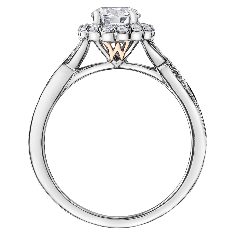 Maple Leaf Diamonds™ Love Letters Round Brilliant Cut Diamond Halo Engagement Ring in 18ct White Gold - Wallace Bishop