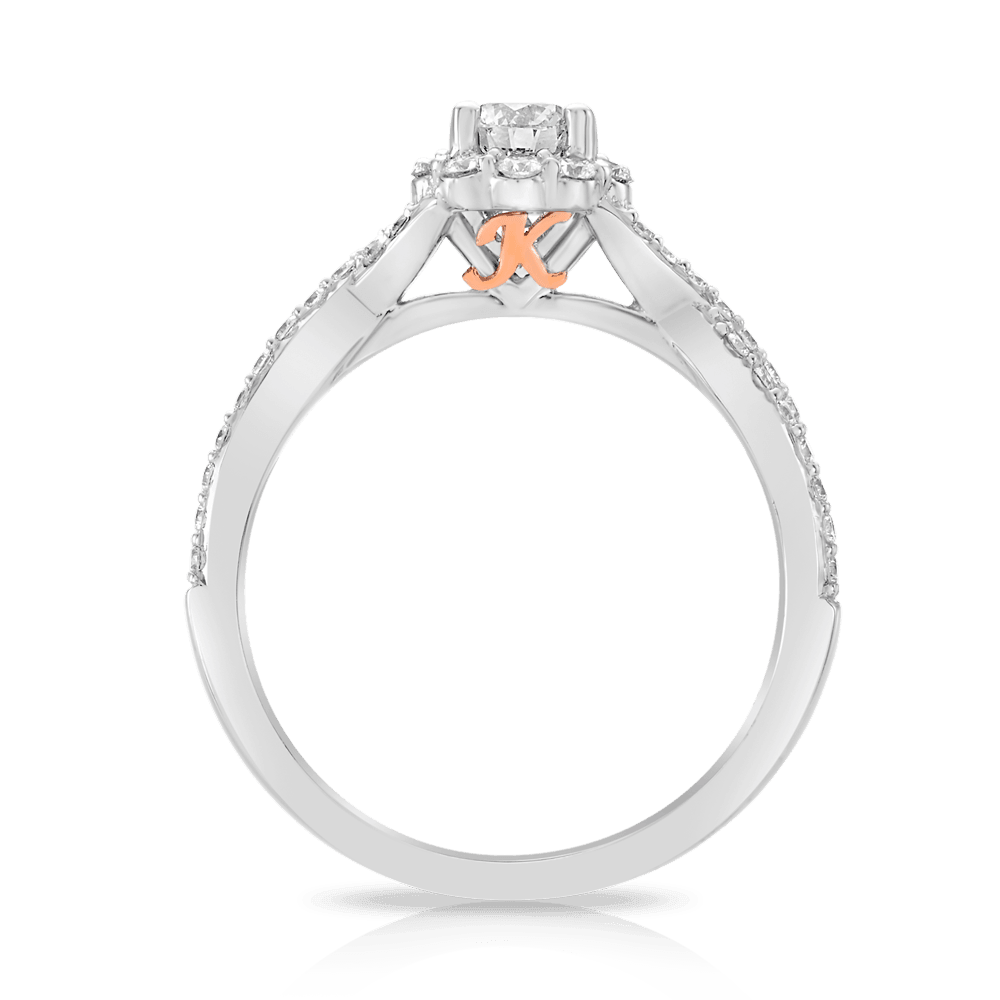 Maple Leaf Diamonds™ Love Letters Round Brilliant Cut Diamond Halo Engagement Ring in 18ct White Gold - Wallace Bishop